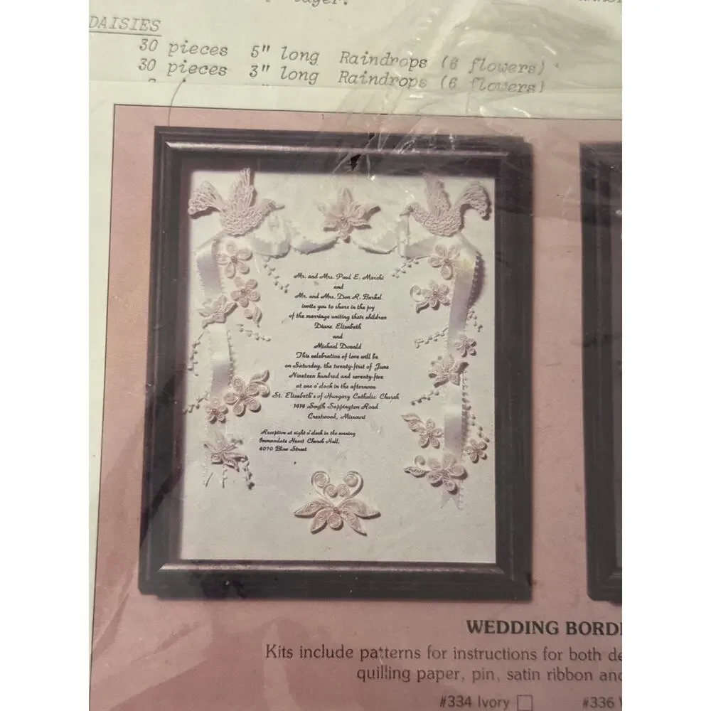 Vintage 1979 Quill Art Quilling Kit White Wedding Borders